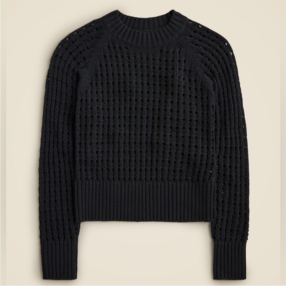 J. Crew Pointelle crewneck sweater - black size large